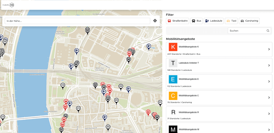 Preview of the mobility map with several offers