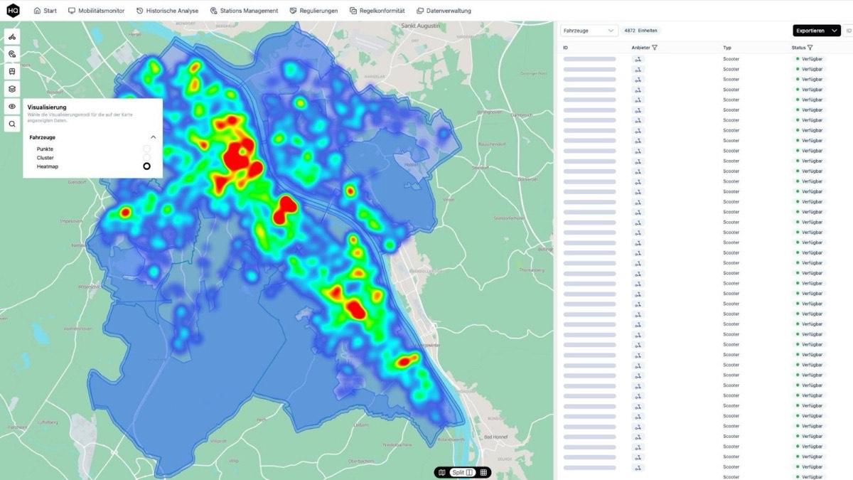 Nachfrage-Heatmap der Stadt